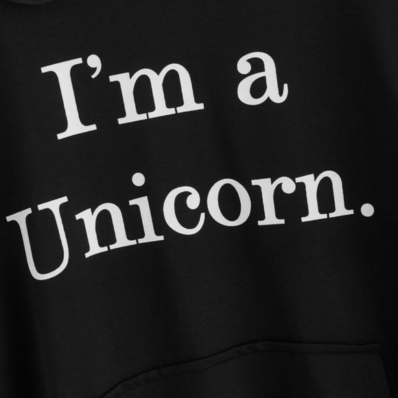 BLACK HOODIE UNICORN SWEATER - Picture 3 of 4